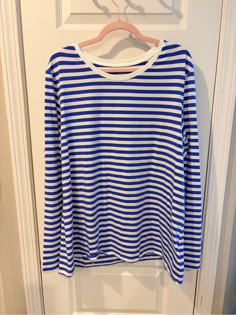 Amazon Essentials Women’s Blue & White Striped Long-Sleeve Top